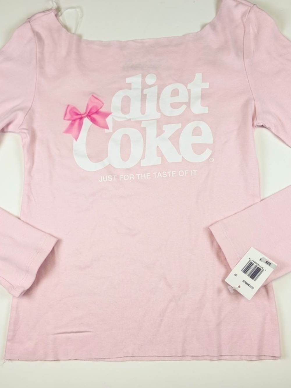 Coca Cola Diet Coke Pink Bow Long Sleeve Graphic Top Women Size Medium